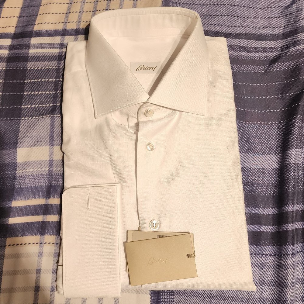 NEW WITH TAGS Brioni Dress Shirt 100% Cotton Made In Italy Size 17 USA, 43 EU